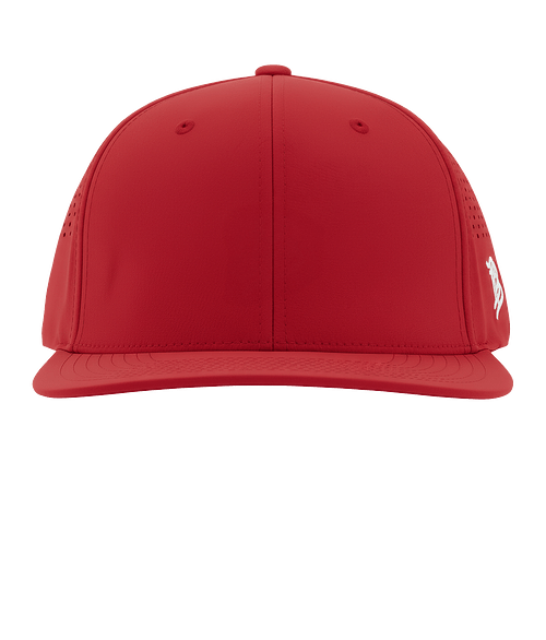 Branded Bills Bare Flat UPF 50+ Performance Baseball Hat in RED
