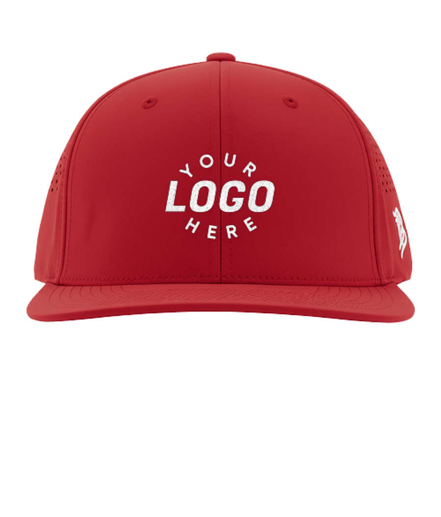 Branded Bills Bare Flat UPF 50+ Performance Baseball Hat in RED