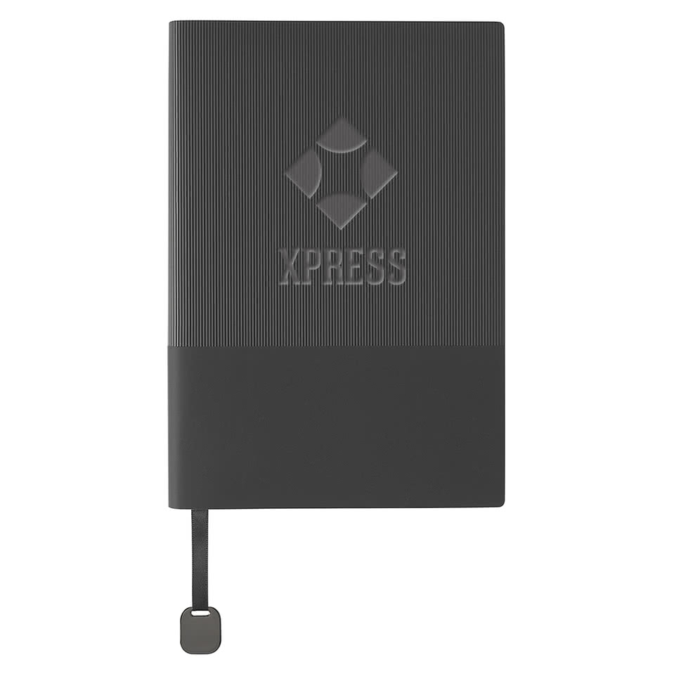 Debossed North End JAQ Recycled Paper Plastic Cover Notebook