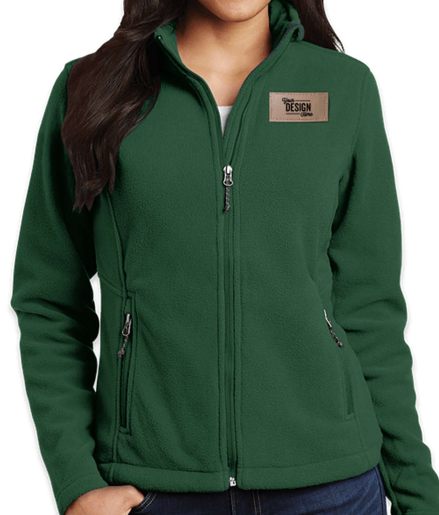 Port Authority Women's Value Fleece Jacket - Faux Leather Patch in Forest Green