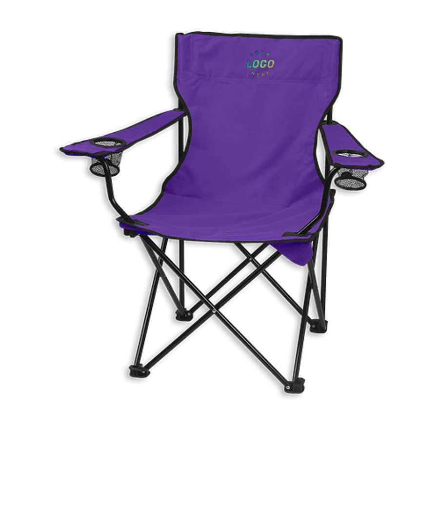 Dual Cup Holder Folding Chair with Carrying Bag in Purple