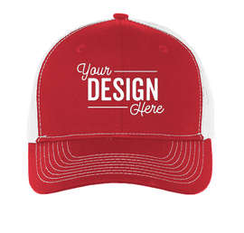 Port Authority Snapback Trucker Hat - Color: Flame Red / White
