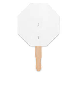 Full Color Octagon Hand Fan - Color: White
