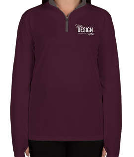 Badger Women's Contrast Quarter Zip Performance Shirt - Color: Maroon / Graphite