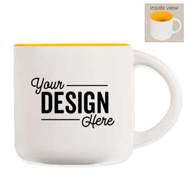 14 oz. Ceramic Two-Tone White Minolo Mug - Color: White / Yellow