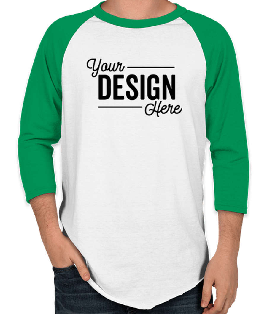 Augusta 50/50 Raglan T-shirt in White / Kelly