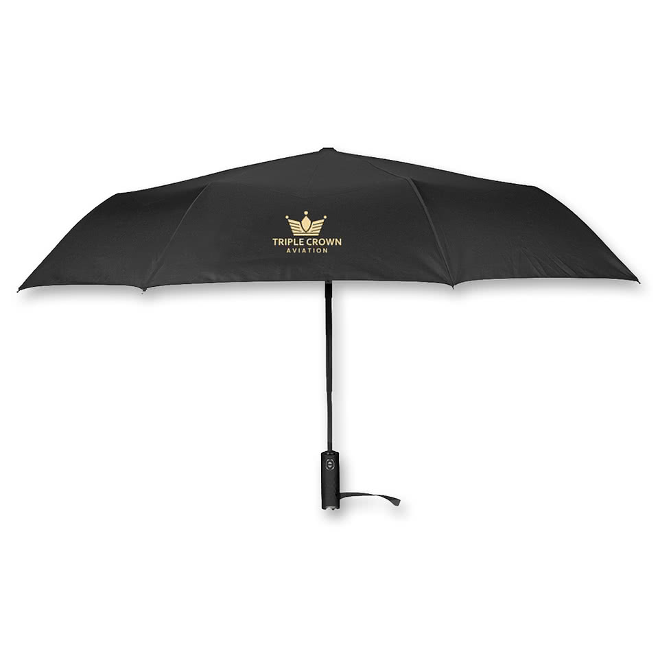 42" Arc Hidden Grid Telescopic Folding Umbrella With 100% Recycled Canopy