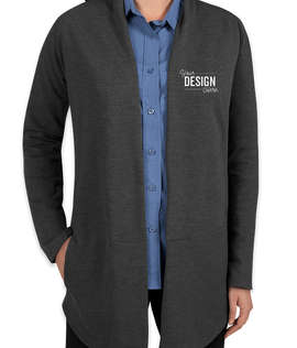 Port Authority Women's Premium Interlock Cardigan - Color: Charcoal Heather / Medium Heather Grey