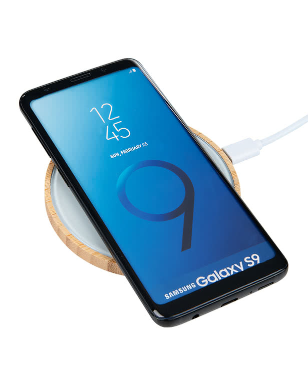 10W Glass and Bamboo Portable Wireless Charging Pad