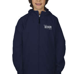 Sport-Tek Youth Full Zip Hooded Jacket - Color: True Navy