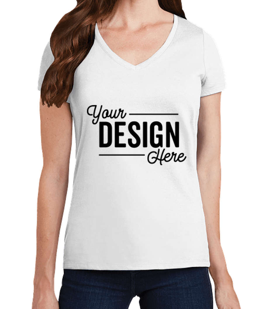 Port & Company Women's Fan Favorite V-Neck T-shirt in White