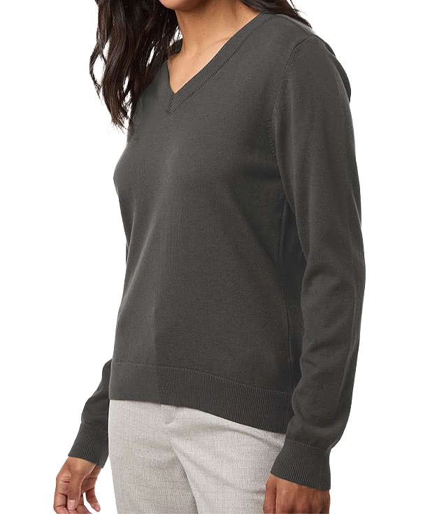 Devon & Jones Women's New Classics Recycled V-Neck Sweater - Embroidered