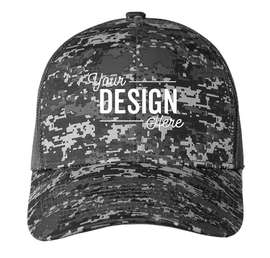 Port Authority Digital Camo Snapback Trucker Hat - Color: Black Digi / Black