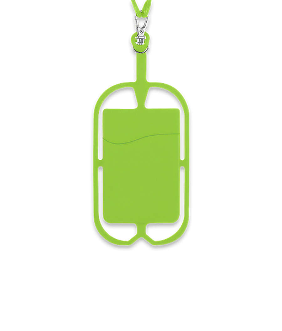 Silicone Lanyard with Phone Holder & Wallet in LIME