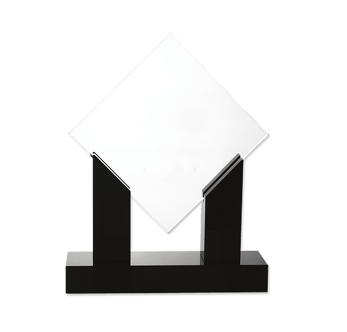 Laser Engraved Diamond Jade Award with Black Base in Jade