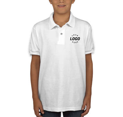 Hanes Youth EcoSmart 50/50 Jersey Polo - White
