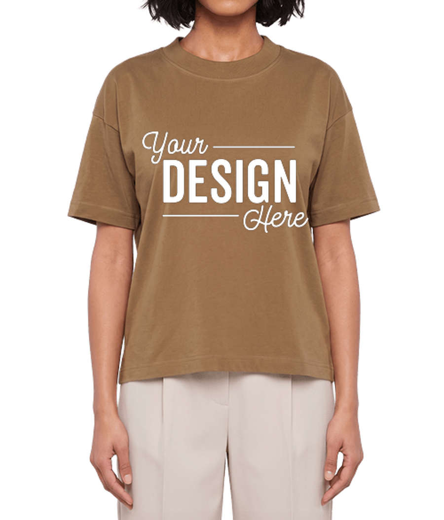 Live & Tell by LAT Boxy Fine Jersey Crewneck T-shirt in Coyote Brown