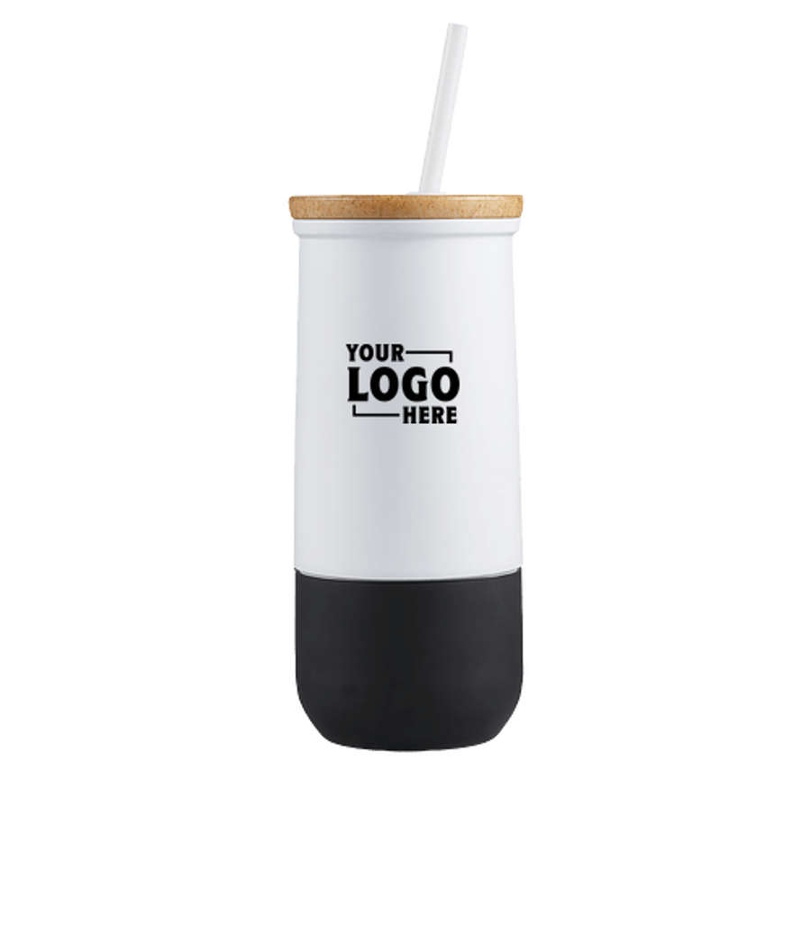 20 oz. Intrigue Insulated Tumbler with Straw in WHITE