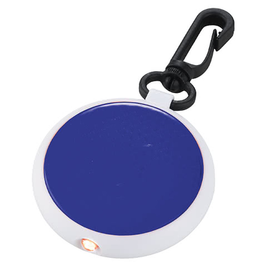 Round Reflector Light Keychain in Translucent Royal Blue