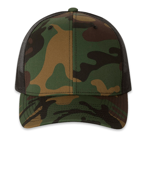 Yupoong Retro Trucker Hat in Green Camo / Black