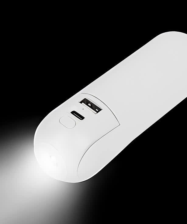 Rechargeable 1,800 mAh Portable Power Bank with Mini Fan and Flashlight