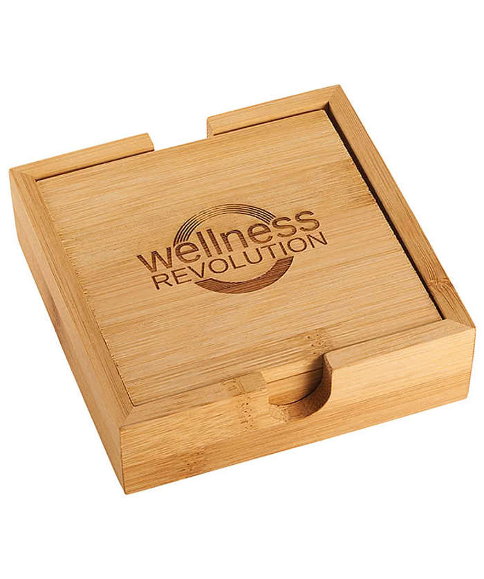 Laser Engraved Bamboo Coasters (Set of 4)