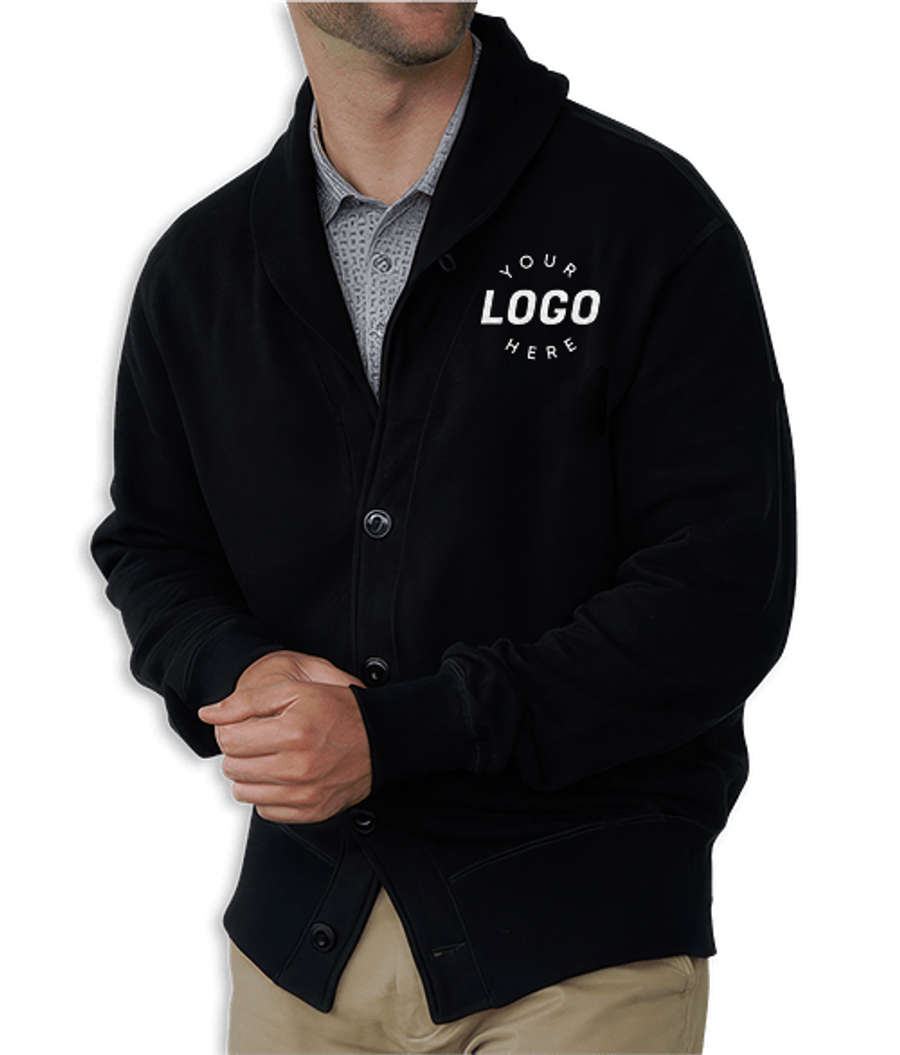 Redwood Classics Hector French Terry Button-Front Cardigan in Black