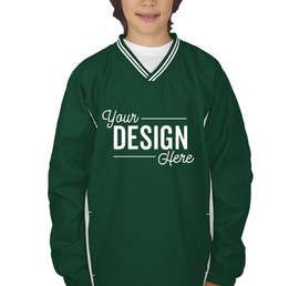 Sport-Tek Youth Tipped V-Neck Windshirt - Color: Forest Green / White
