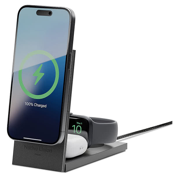 Laser Engraved Native Union Rise 3-in-1 Qi2 Wireless Charger