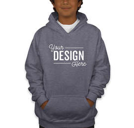 Gildan Youth Midweight 50/50 Pullover Hoodie - Color: Heather Sport Dark Navy