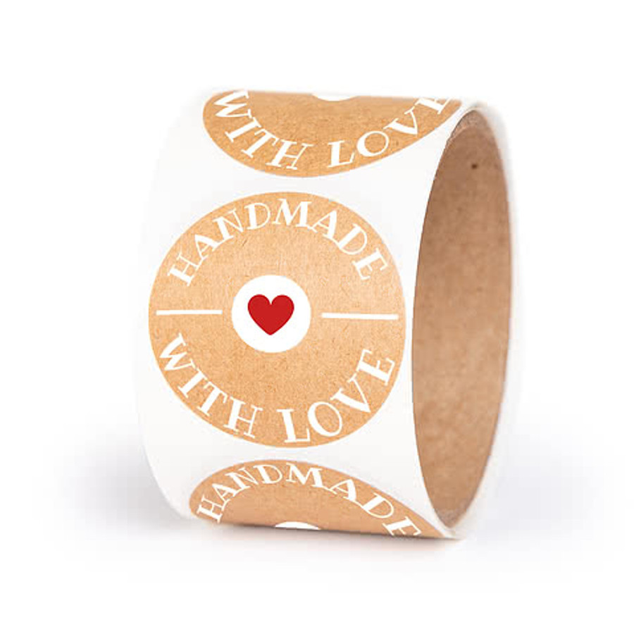 Full Color 2" Brown Kraft Paper Circle Roll Labels (Roll of 500) in Brown