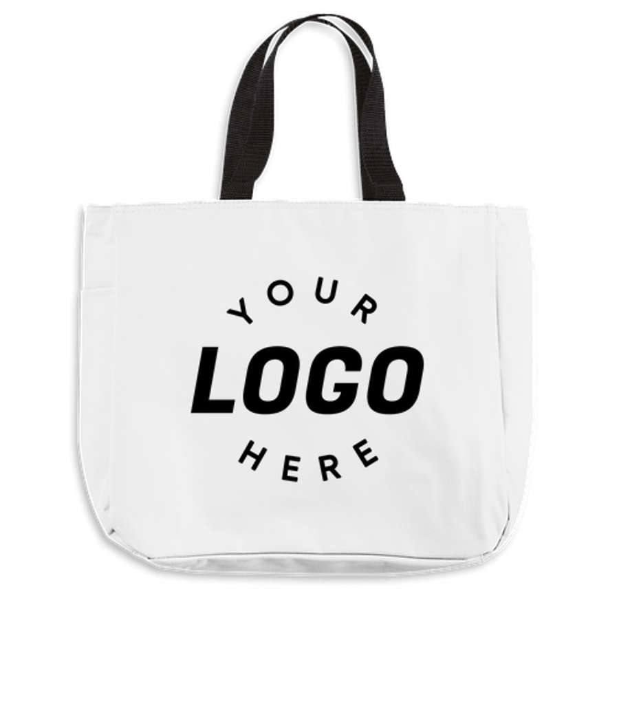 Port Authority Durable Side Pocket Poly Canvas Tote Bag in White
