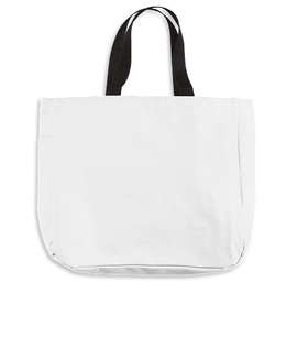 Port Authority Durable Side Pocket Poly Canvas Tote Bag - Color: White