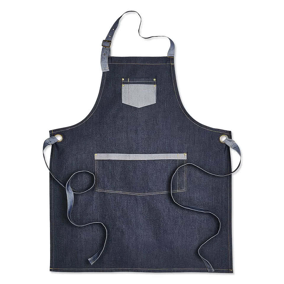 Artisan Collection Domain Contrast Denim Two-Pocket Apron - Printed