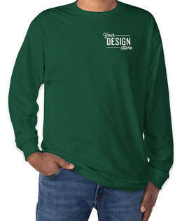 Hanes Authentic Long Sleeve T-shirt - Embroidered - Color: Deep Forest