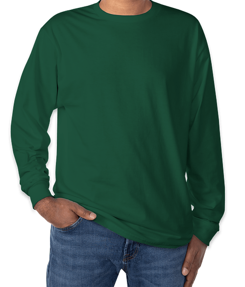 Hanes Authentic Long Sleeve T-shirt in Deep Forest