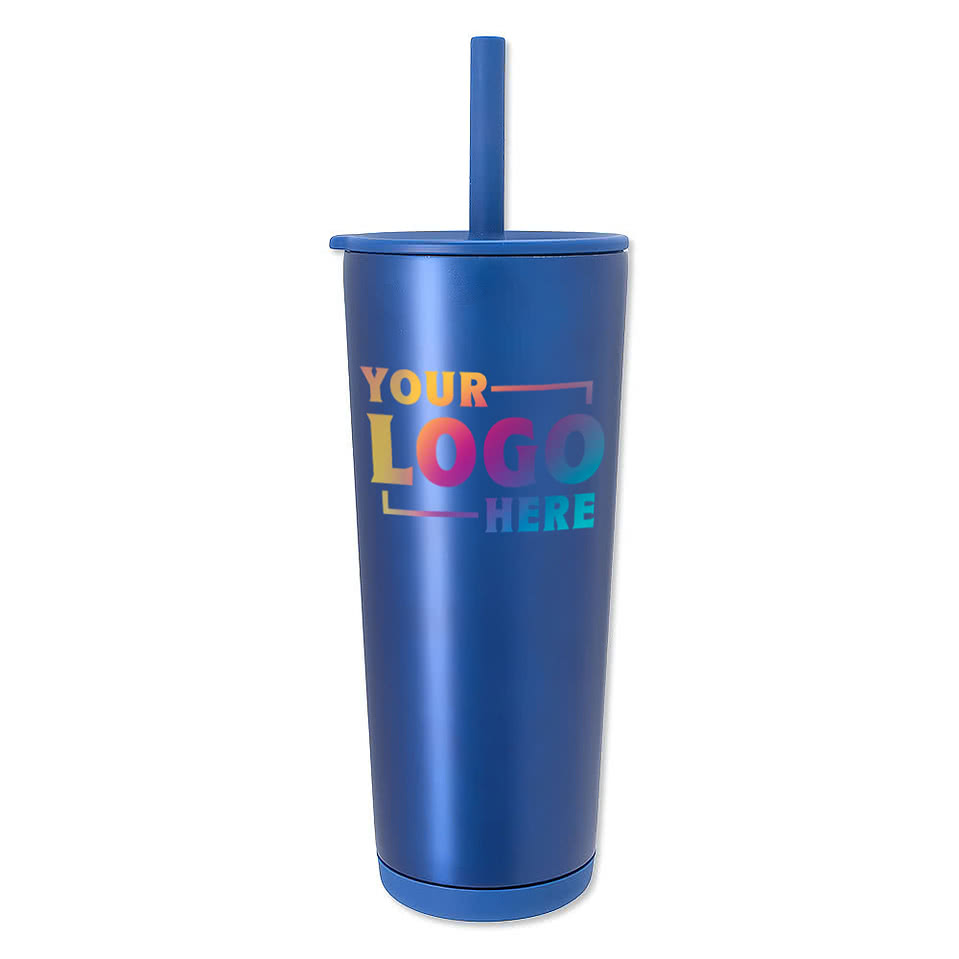 Full Color 24 oz. Astrid Stainless Steel Vacuum Insulated Tumbler with Straw