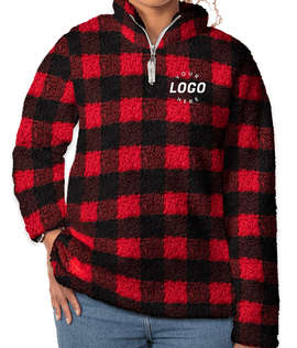J. America Women’s Epic Sherpa Quarter-Zip Pullover - Color: Red / Black Buffalo