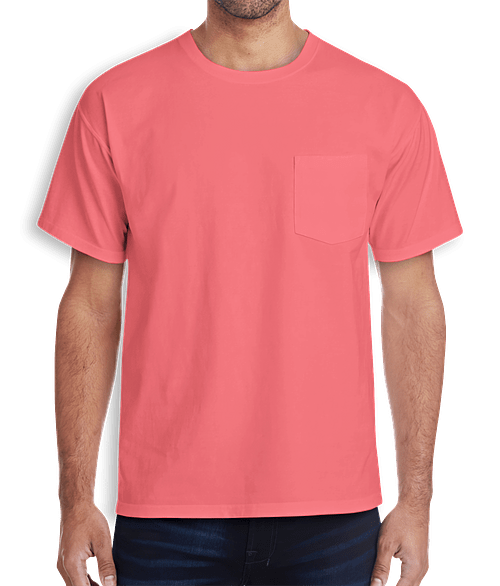 Hanes ComfortWash Garment Dyed Pocket T-shirt  in Coral Craze
