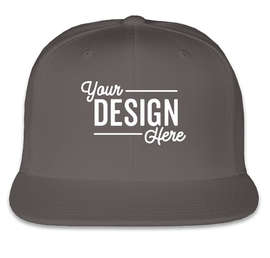 Yupoong Flat Bill Snapback Hat - Color: Dark Grey