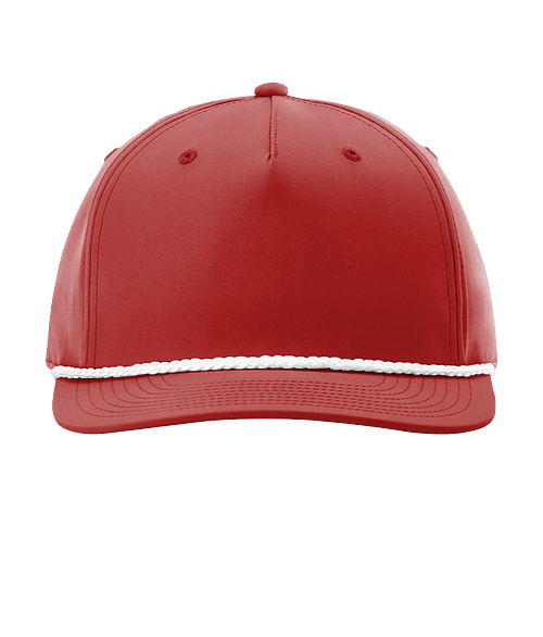 Richardson Five-Panel Classic Rope Baseball Hat - Embroidered in Red / White