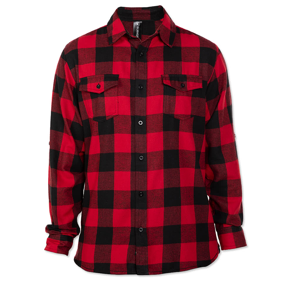 Custom Burnside Plaid Flannel Long Sleeve Shirt - Design