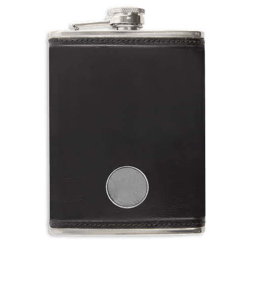 Ahead Leather Flask in Black