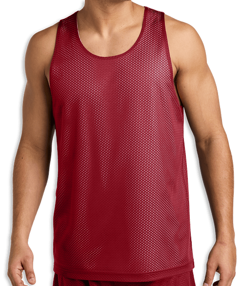 Sport-Tek Mesh Reversible Performance Tank in Deep Red / White