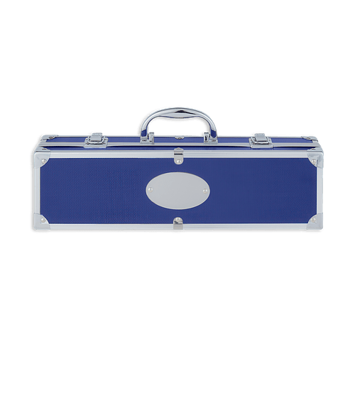 Laser Engraved BBQ Set with Aluminum Case in Blue