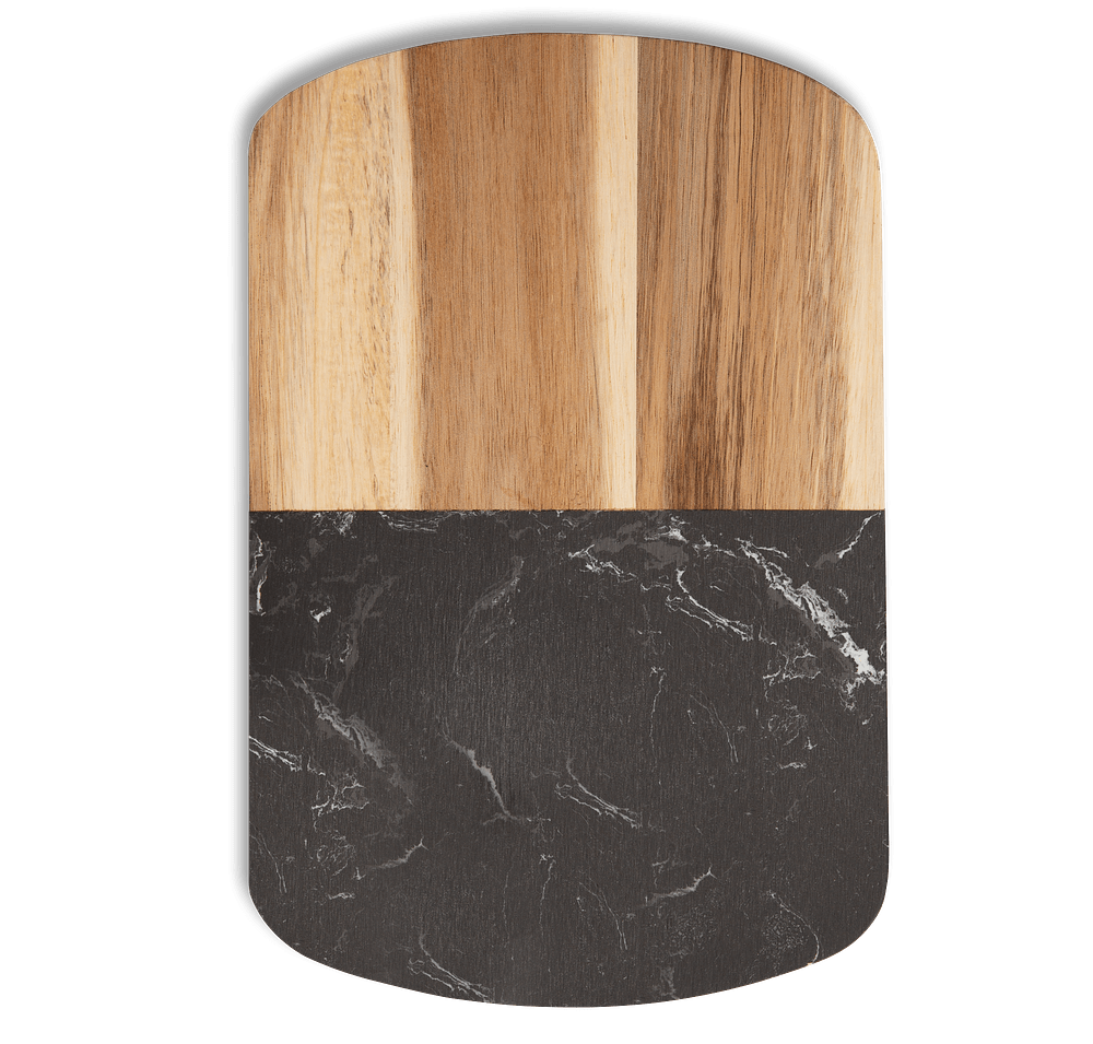 Laser Engraved Black Marble Cheese Board Set with Knives-default