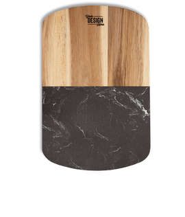 Laser Engraved Black Marble Cheese Board Set with Knives - Color: Natural
