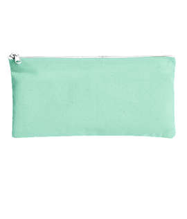 Large Colored Canvas Pouch with Colored Zipper - Color: Mint to Be/ White
