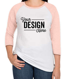 District Women's Tri-Blend Raglan T-shirt - Color: Heathered Dusty Peach / White