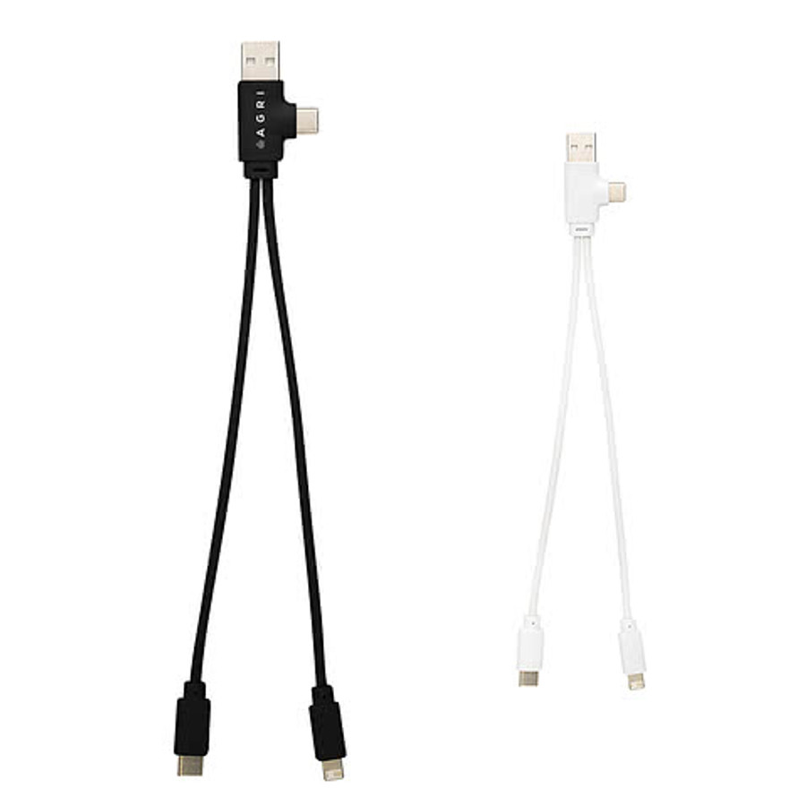 Dual Connect Recycled Multi-Charging Cable in Black